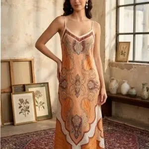 robe grand s ramages beige