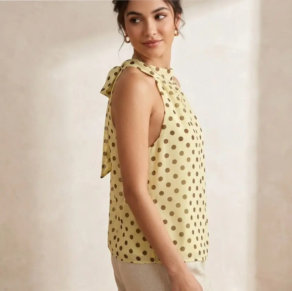 top à petits pois jaune